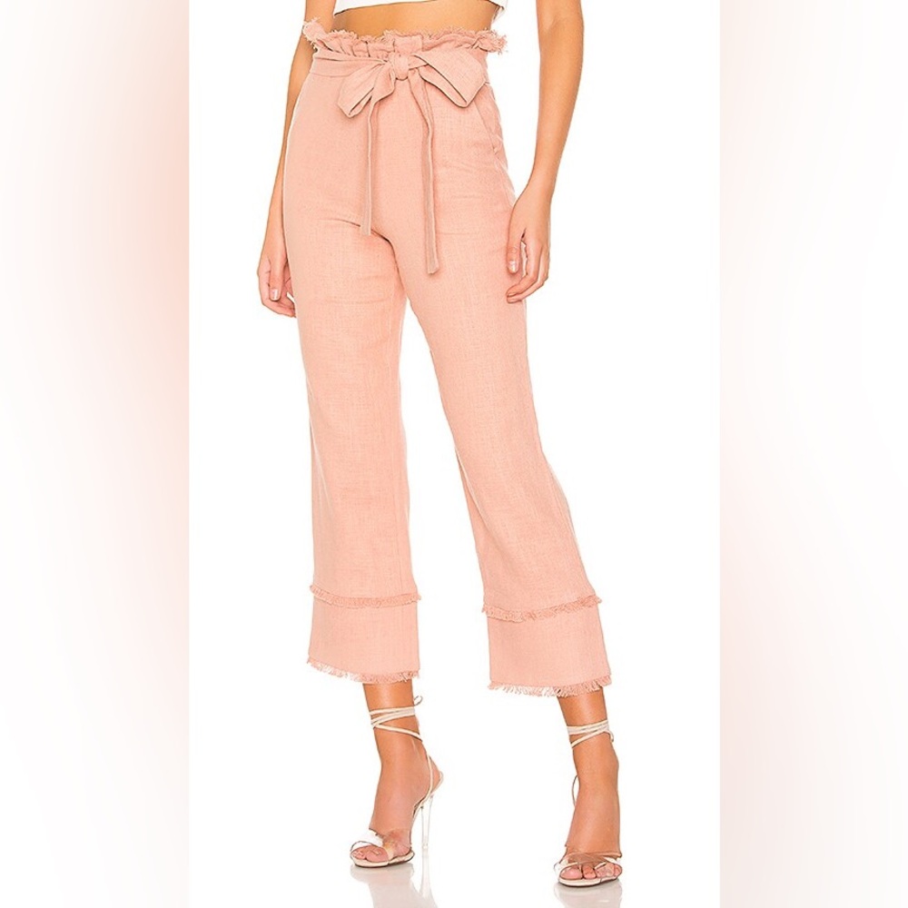 REVOLVE Lovers+Friends Annette 100% Linen Paperbag High Rise Cropped Culottes